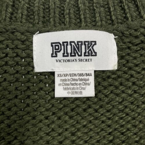 Pink Victoria's Secret | Olive Green Long Sleeve Rib Knit Sweater | Women's XS - Picture 3 of 8