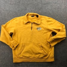Nashville Predators Sweatshirt Mens Medium Yellow 1/4 Zip Embroidered Pullover *