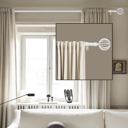 Juego de varillas de cortina para cortinas de ventana de bola de jaula de acero de 3/4", 28"-48"/48"-84"/84"-120" - Imagen 14 de 35