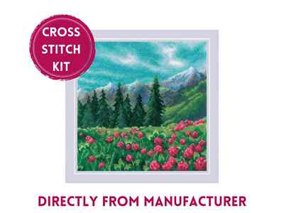 RIOLIS gezähltes Kreuzstich-Set 2131 Bergklee - rotes & rosa Blumenfeld
