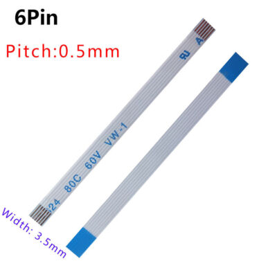 Pitch 0.5mm 6-Pin FFC/FPC Flexible Flat Cable 80C 60V VW-1 50/80/500/600-3000mm