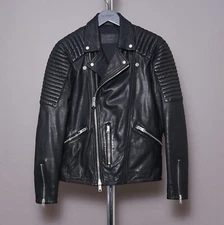ALL SAINTS Leather Jacket EXTRA SMALL Mens Black XS Biker Bomber Grail ESTELLO