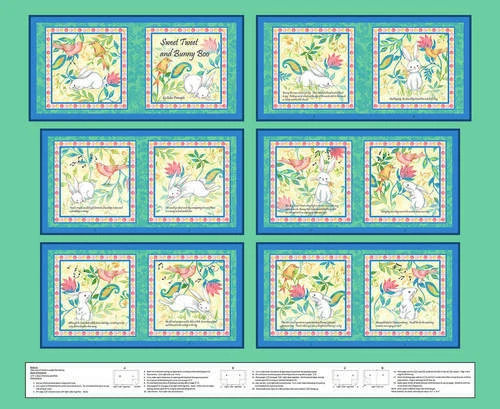 HENRY GLASS & CO. Henry Glass & Co ~ Sweet Tweet & Bunny ~ 100% Cotton Soft Book Fabric Panel