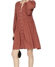 MADEWELL Challis Mini Dress Women Small Long Sleeve Button-Front Bohemian Boho