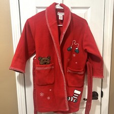 Vintage Gymboree 90s Christmas Winter Bath Robe Kids M/L Stocking, Bear Fleece