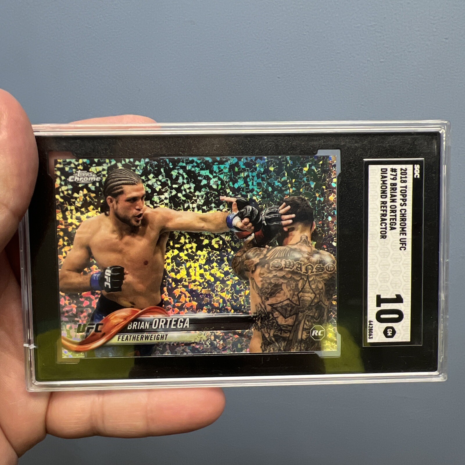 2018 Topps Chrome UFC Brian Ortega Rookie Diamond Refractor SGC 10 Gem Mint!