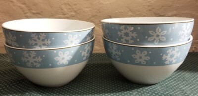 Casa Moda Diane Arthurs Bowls Evergreen Ernie 3 1/4'' H Set Of 4 Snowflakes