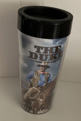John Wayne THE DUKE Plastic DRINK TUMBLER WITH LID 2pc Western Movie Actor - 第 1/2 張圖片