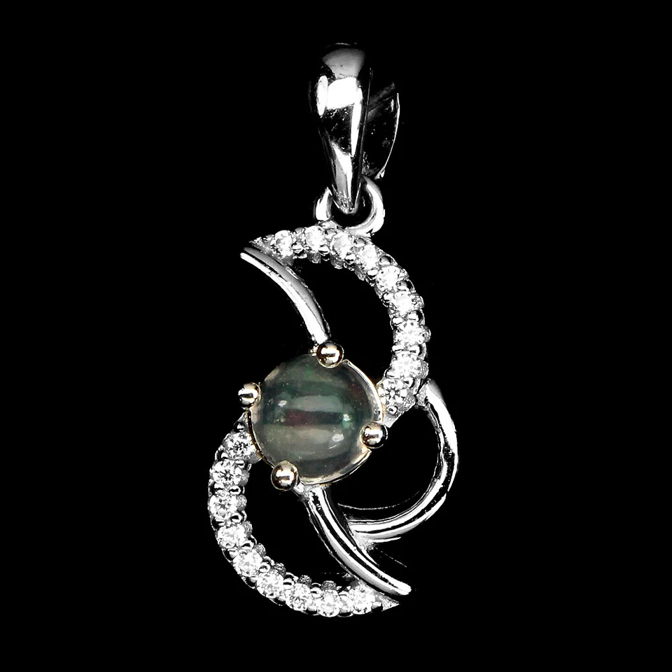 925 Argento Sterling Anello Pendente Orecchini In Opale Fuoco Simulato Cz - Immagine 4 di 4