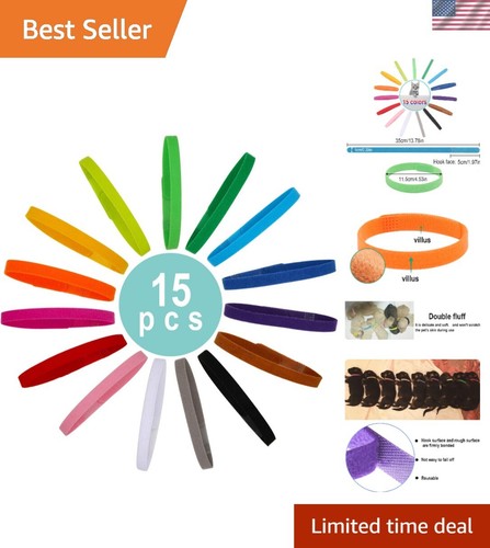 15 Pcs Adjustable Puppy Whelping Collars in 15 Colors - Soft ID Bands
