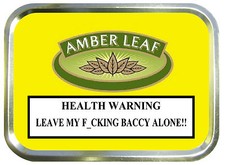 Amber Leaf Warning . Gold  2oz Tobacco Tin , Bait Box , Storage Tin Empty tin