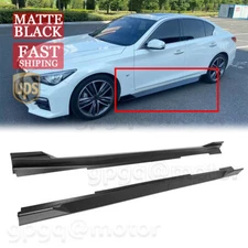 For Infiniti Q50 4-Door 2014-2024 Matte Black Side Skirt Extension Rocker Panel