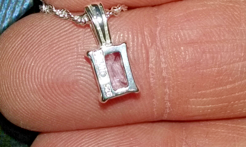 OW .925 Sterling Silver Genuine Purple Amethyst Pendant with 17" Chain Necklace - Picture 7 of 14