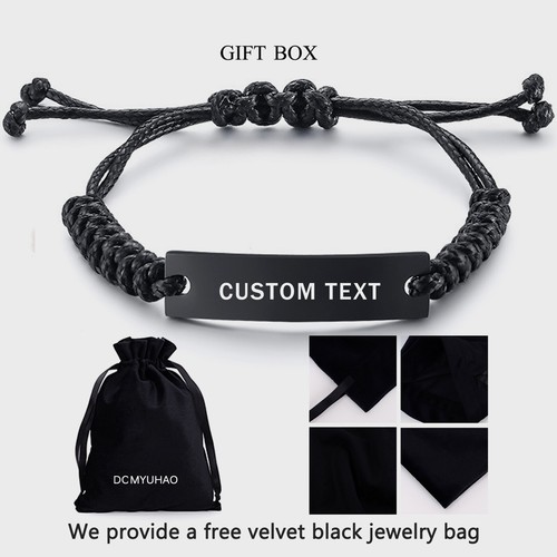 Black Rope Bracelet Engraved Gifts For Nephew, I Think About You Every Dairy - Picture 6 of 6