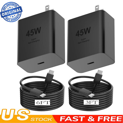 Original 45W Type C Fast Wall Charger For Samsung Galaxy S25 S24 S23 S22 Ultra +