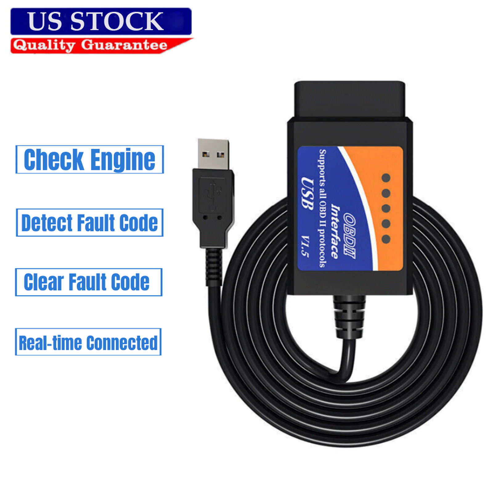 ELM327 USB OBD2 Scanner w/CD-ROM manual OBDII Car fault Diagnostic Detector Tool-image