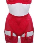 Red Panty Girdle with Suspenders. Retro Style 6 Suspender Straps, Firm Control