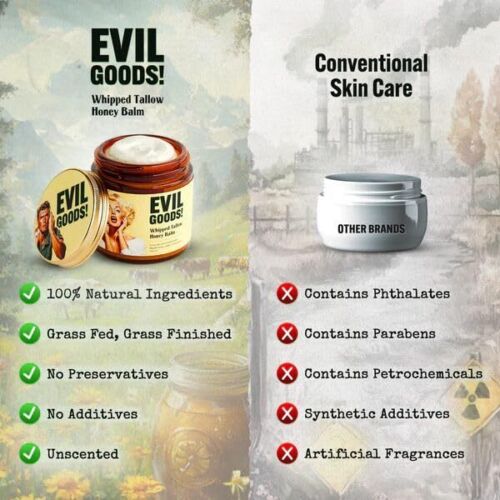 EVILGOODS Whipped Beef Tallow and Manuka Honey Balm, 4oz, Unscented, Grass Fe... - Picture 5 of 5