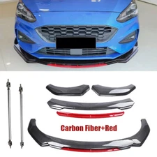 Front Bumper Lip Spoiler Splitter Strut Rod Carbon Fiber For Ford Focus Body Kit