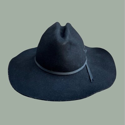 LHC brands vintage black felt rancher style western hat Vintage LHC Brands Wool Felt Western Cowboy Classic Rancher  main image 3