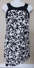 ANN TAYLOR LOFT Sleeveless Dress Women's Sz 10 Black & White Floral EUC MUST SEE
