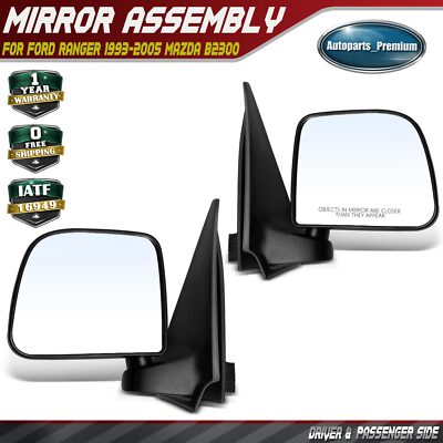 Pair Set Black Manual Mirror w/ Manual Folding for Ford Ranger 1993 ...