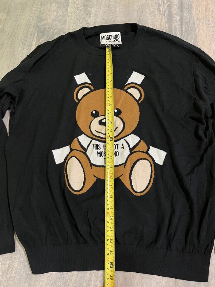 Suéter Moschino Tejido Manga Larga Talla 40 Mediano Oso de Peluche Papel Muñeca Temática Foto 4 de 4