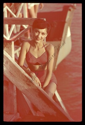 Pretty Woman Swimsuit Bridgetown Barbados 1950s Slide 35mm Named Karis Jemmoit