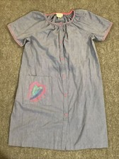 Smart Time Robe Womens Medium Blue Pink Snap Heart Pocket House Dress Vintage