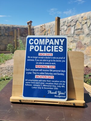 Company Policies 8" x 12" Aluminum Metal Sign Funny | eBay