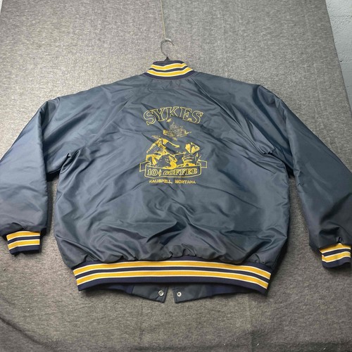 Vintage Eagle Athletic Retro Mens XXL Jacket Varsity Blue Sykes Montana Coffee - Picture 3 of 9