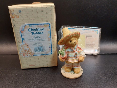 1996 Cherished Teddies 202339 Mexico Boy Holding Cactus Bear Figurine