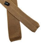 VTG Italian Necktie Knitted Crochet Square End 100% Cotton Light Camel Tan