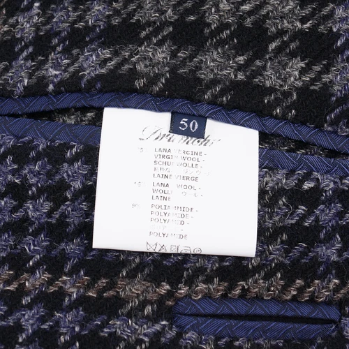 Drumohr Gray-Blue Layered Plaid Wool Overcoat 40R (Eu 50) Outer Coat NWT image 9