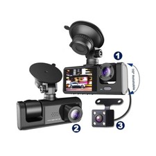 Dashcam telecamera auto full hd dvr car video camera visione notturna 3 cam