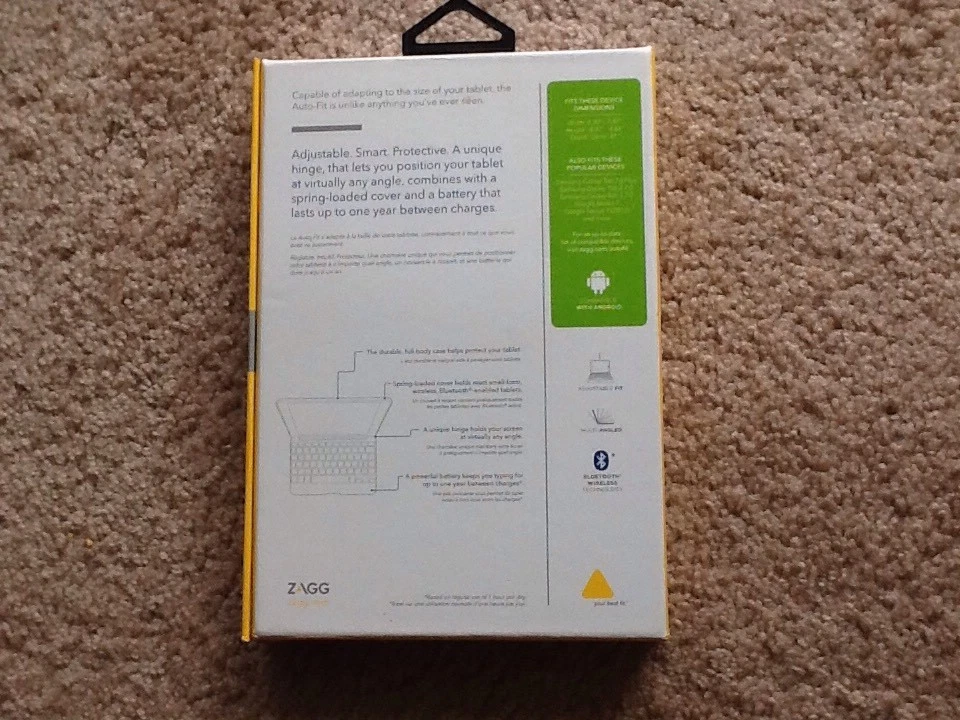 New Zagg Auto-fit 7" Folio Keyboard for  Android & Windows Tablets Black - Image 2 of 3