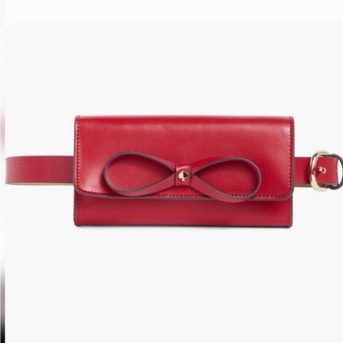 Kate Spade Red Adjustable Bow Leather Belt Bag. NEW!