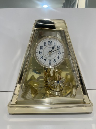 Seiko Melodies in Motion Clock Pyramid Shape with planets & carousel & Box