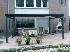 Terrassendach Alu Glas Terrassenüberdachung anthrazit 8mm Verbundsicherheitsglas