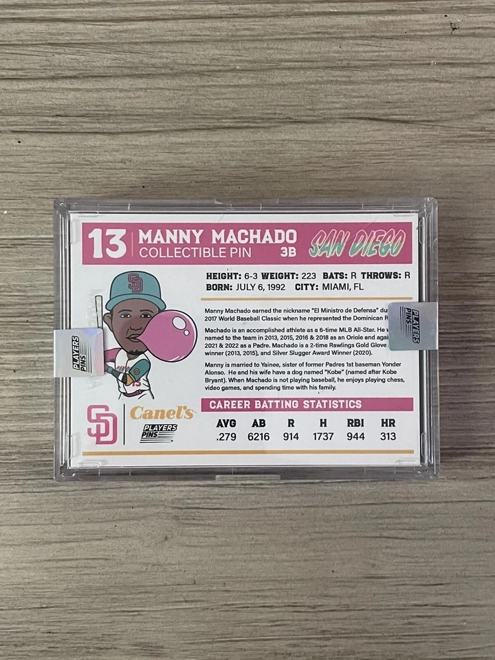 San Diego Padres Manny Machado Collectible Pin on Card Bubblegum Canel’s SEALED - Image 2 of 3