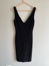 Vintage Made in USA Jessica McClintock Black Fitted Midi Dress