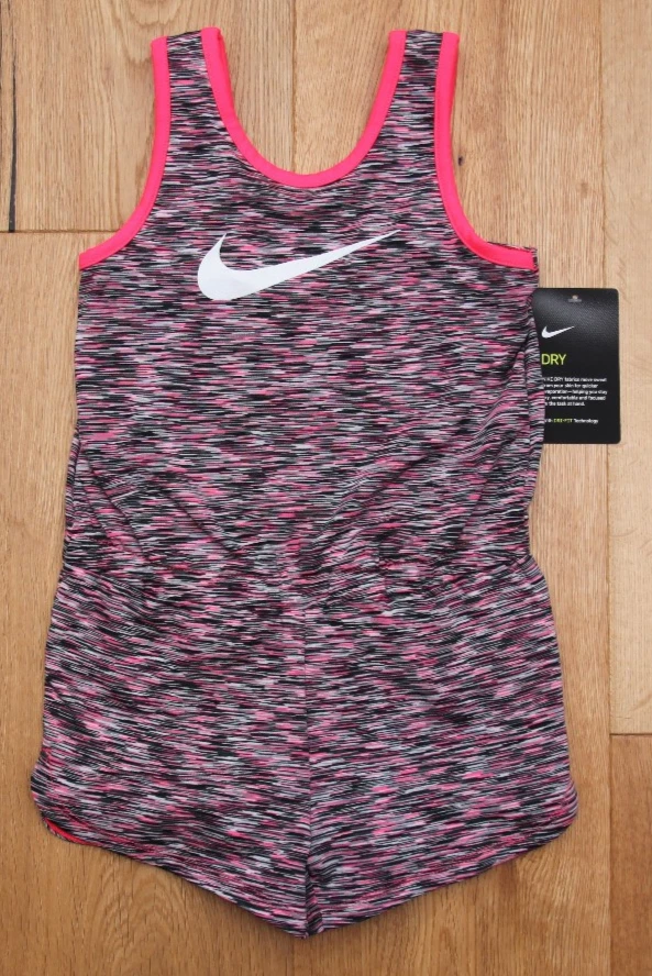 Nike Girl Romper ~ Black, Gray, White & Neon ~ Size 6