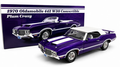 ACME 1/18 1970 Oldsmobile 442 W30 Cabrio Crazy Plum Diecast Muscle Car RAR