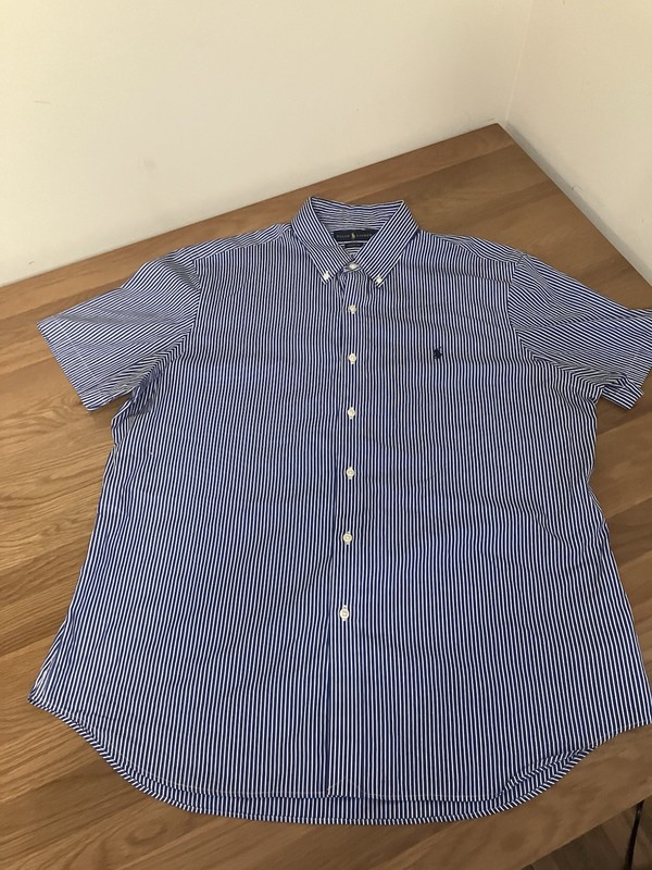 Polo Ralph Lauren Mens Classic Fit Striped Button Down Shirt Blue White XL TG
