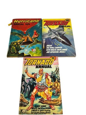 Hurricane 1974 & Tornado Annuals 1980 1981 Vintage Fleetway Comics Lot
