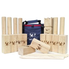 Kubb Rubberwood Game Set with Carrying Case - Viking Chess