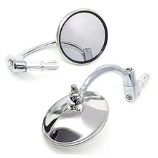 Classic Chrome Motorcycle Bar End Mirrors, Universal Round Rearview Side 