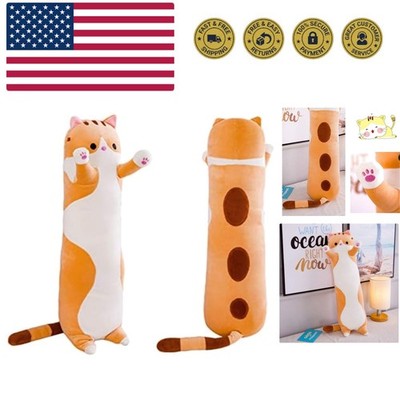Lovely Plush Cat Doll Cute Cartoon Soft Stuffed Kitten Long Throw Sleeping Pi...