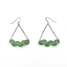 Sterling Silver Mint Green Frosted Beads Drop Dangle Earrings Seaglass Style