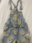 Jordache Girls Vintage Fit Floral Denim Shortalls Size Large 10/12 Sunflower — photo 4